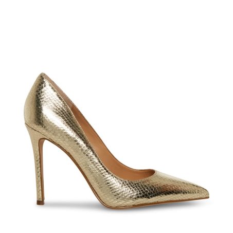 Gold Steve Madden Evelyn Snake Women's Heels | PH 8954JFG